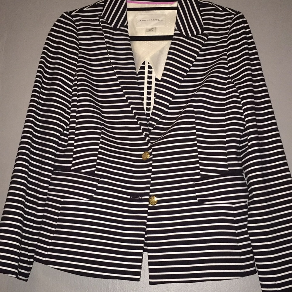Black and white striped blazer